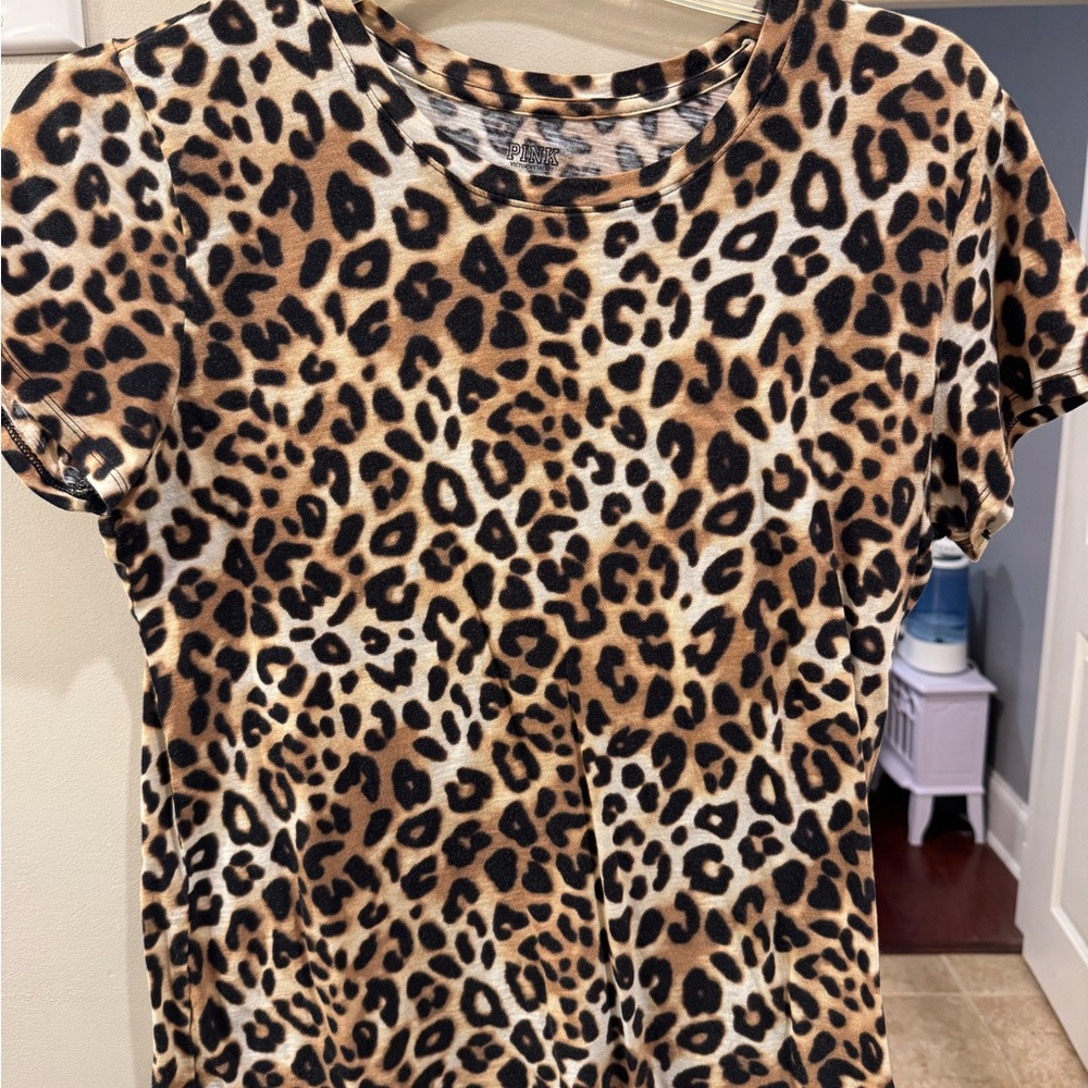 PINK Victoria's Secret Tan Graphic Short Sleeve T-Shirt